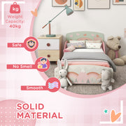 Toddler Bed Frame with Storage Shelf and 6 Fabric Bins for Kids Aged 3 to 6 Years Pink AOSOM