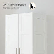 White Double Panelled Door Wardrobe With Shelves by HOMCOM