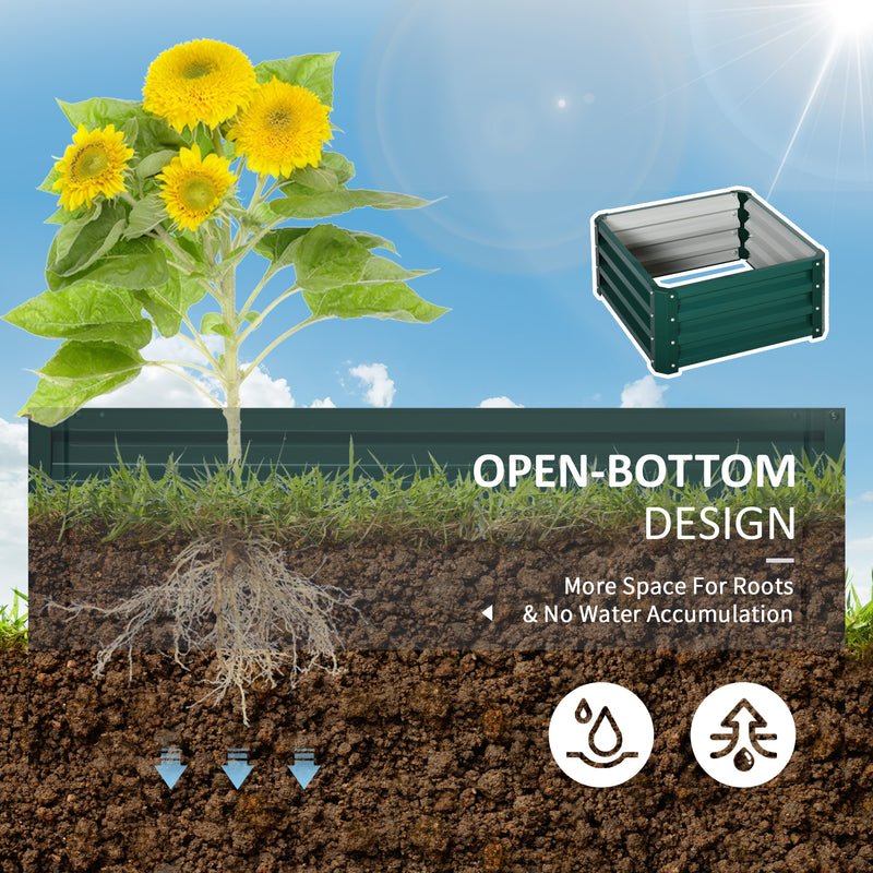 Set of Two Green Steel Planter Boxes 60 x 60 cm Ideal for Garden Flowers and Herbs