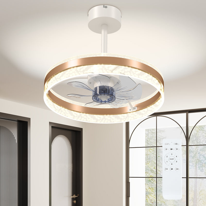 Gold Ceiling Fan with LED Light and Remote Control Ideal for Living Rooms