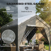 3x3m Garden Gazebo with Double-Layer Walls for Privacy and All-Weather Shelter, Dark Grey Outsunny