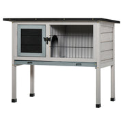 Elevated Wooden Guinea Pig Hutch with Removable Tray and Weatherproof Roof Outdoor Grey AOSOM