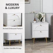 White 2 Drawer Bedside Table Set of 2 with Storage for Bedroom or Living Room by HOMCOM