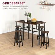 6 Piece Counter Height Bar Table and Stool Set Ideal for Kitchen or Dining Area Rustic Brown