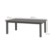Brown Aluminium Rectangular Outdoor Coffee Table 100cm x 60cm Weather Resistant For Garden Use