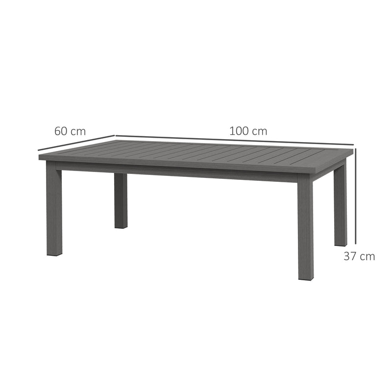 Brown Aluminium Rectangular Outdoor Coffee Table 100cm x 60cm Weather Resistant For Garden Use