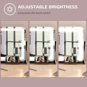 LED Light Tabletop Makeup Mirror with Adjustable Brightness Ideal for Dressing Tables, White