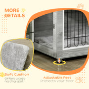 Indoor Dog Crate with Cushioned Bed and Storage Top for Medium and Large Dogs Grey