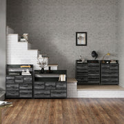 Rustic Chest of 7 Fabric Drawers with Metal Frame Black by HOMCOM