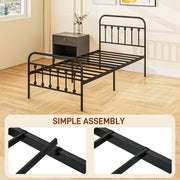 Single Metal Bed Frame with Strong Support Ideal for Guest or Spare Room Use Black
