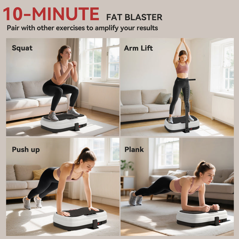Vibration Plate Exercise Machine With Adjustable Handle And 50 Speed Settings Black AOSOM