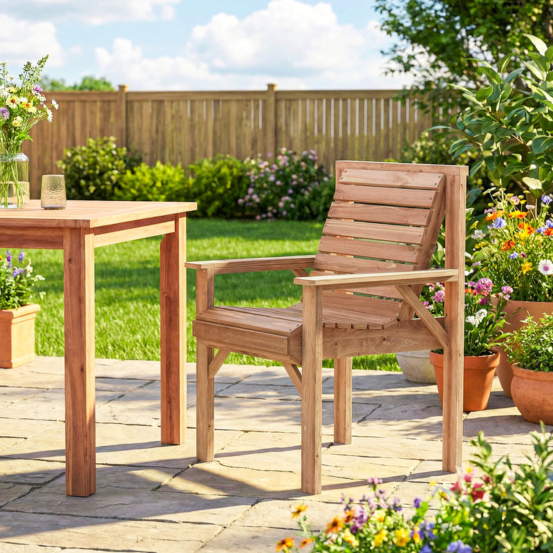 Garden Chair for Relaxing Outdoors with Curved Seat and Water Resistant Fir Wood Natural Finish Outsunny