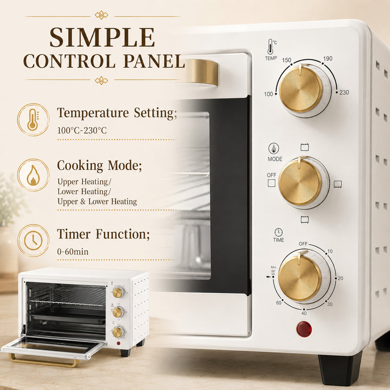 Compact Countertop Mini Oven for Small Kitchens with Easy Clean Tray White