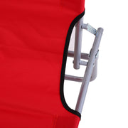 Red Folding Reclining Sun Lounger with Adjustable Canopy for Beach or Garden Relaxation