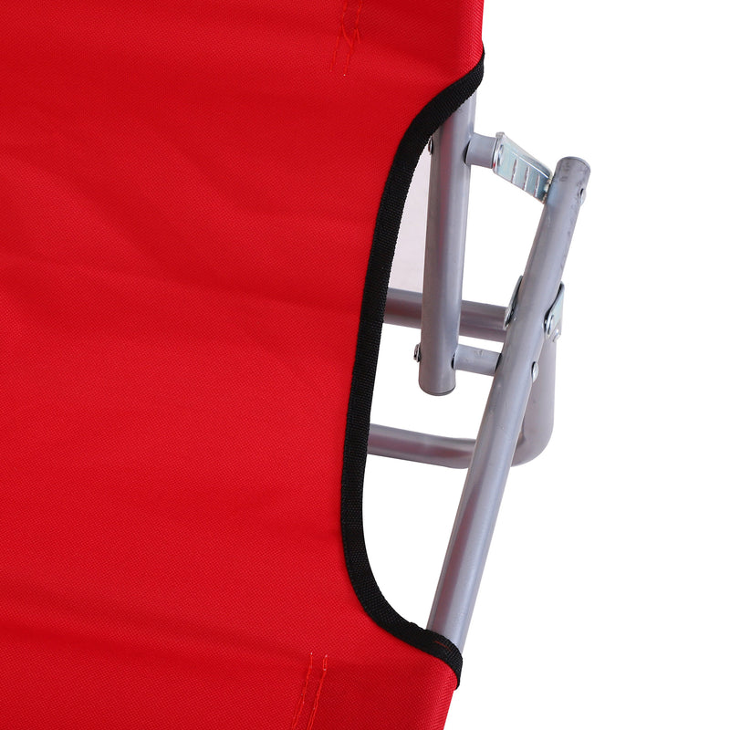 Red Folding Reclining Sun Lounger with Adjustable Canopy for Beach or Garden Relaxation