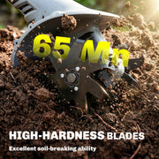 Cordless Garden Tiller for Easy Soil Preparation and Weeding with Adjustable Handle Grey AOSOM