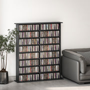 Black Media Storage Cabinet Holds 720 CDs or 396 DVDs with Adjustable Shelves