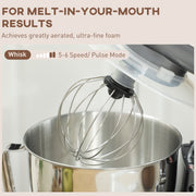 1300W Stand Mixer With Dough Hook and Whisk Ideal for Baking and Meal Prep, Silver