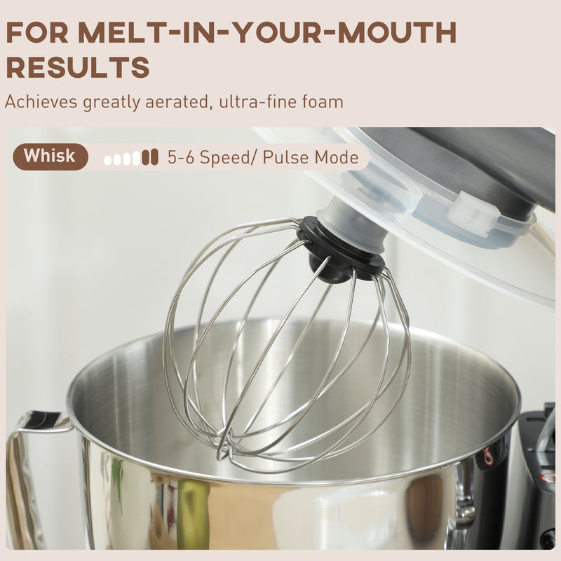 1300W Stand Mixer With Dough Hook and Whisk Ideal for Baking and Meal Prep, Silver