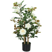 Artificial Rose Tree 90 cm for Indoor or Outdoor Year Round Display White AOSOM