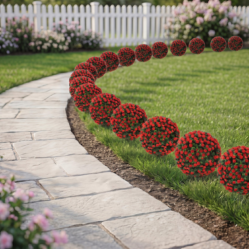 Artificial Rose Topiary Stakes Set of 2 for Easy Year Round Front Door Display