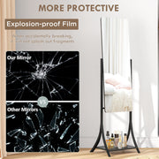 Full Length Freestanding Dressing Mirror With Adjustable Angle And Storage Shelf, Grey