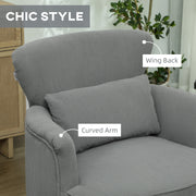 Light Grey Corduroy Retro Accent Chair with Wooden Legs by HOMCOM