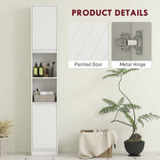 Slim Freestanding Bathroom Storage Cabinet With Adjustable Shelves For Small Spaces, White