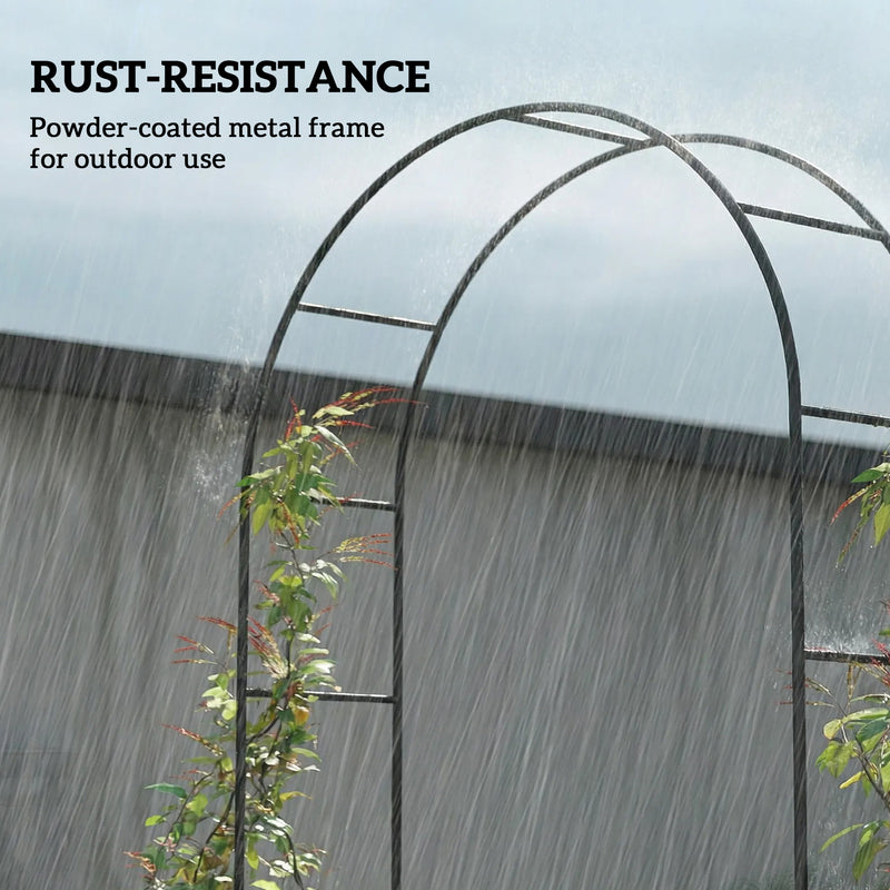 Garden Arch for Patios and Hard Surfaces with Stable Base for Events and Climbing Plants Black Outsunny