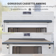 Light Grey 3.5 x 3 m Electric Retractable Awning UV50+ with Remote Control by Outsunny