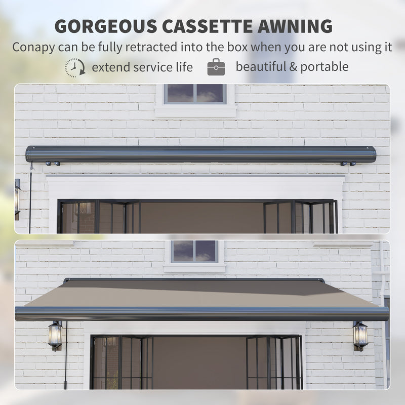 Light Grey 3.5 x 3 m Electric Retractable Awning UV50+ with Remote Control by Outsunny