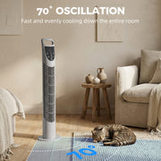 Tower Fan for Small Rooms with Quiet Operation and Remote Control Grey AOSOM