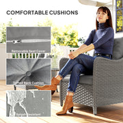 Set of 2 Rattan Garden Chairs with Cushions High Back and Armrests for Outdoor Use, Dark Grey