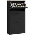 Modern Black 3 Drawer Shoe Storage Cabinet Compact Design by HOMCOM