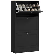 Modern Black 3 Drawer Shoe Storage Cabinet Compact Design by HOMCOM