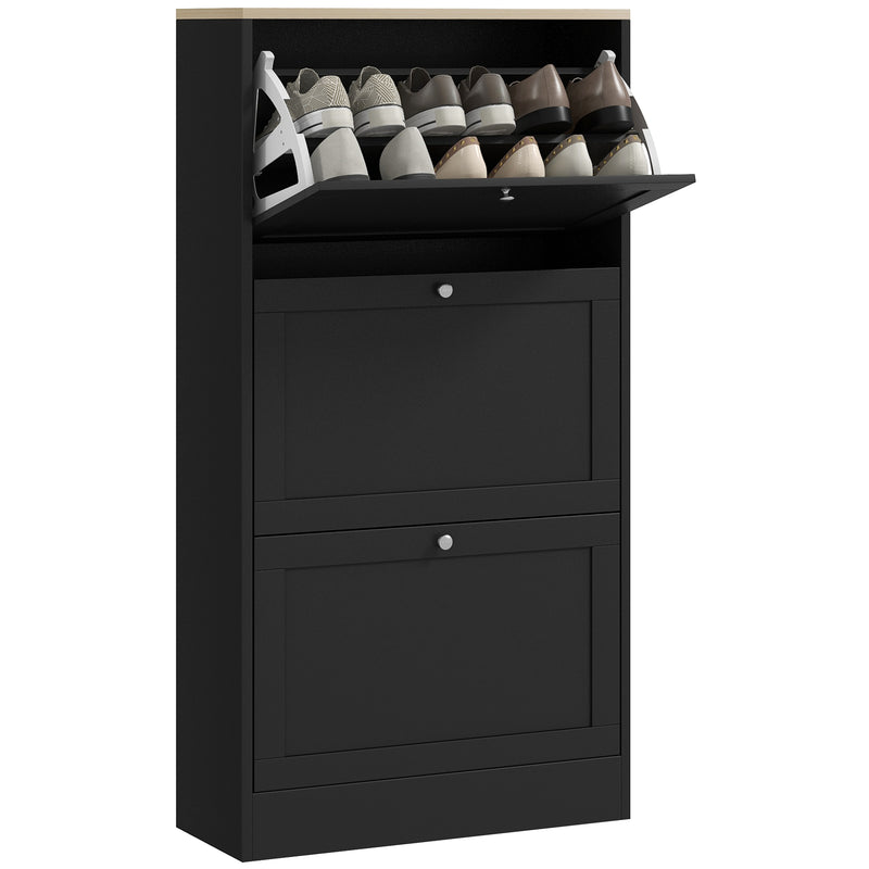 Modern Black 3 Drawer Shoe Storage Cabinet Compact Design by HOMCOM