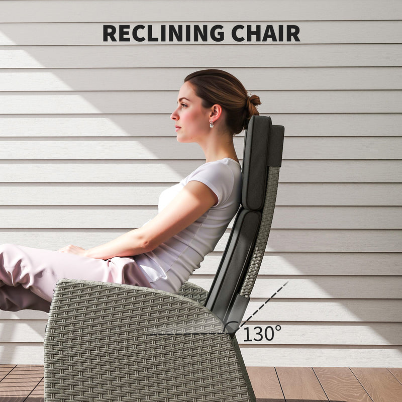 5pc Rattan Outdoor Lounger Furniture Set with Cushions in Charcoal Grey by Outsunny