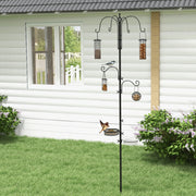Wild Bird Feeding Station with 6 Hooks and 4 Feeders for Garden Outdoor Use, Black