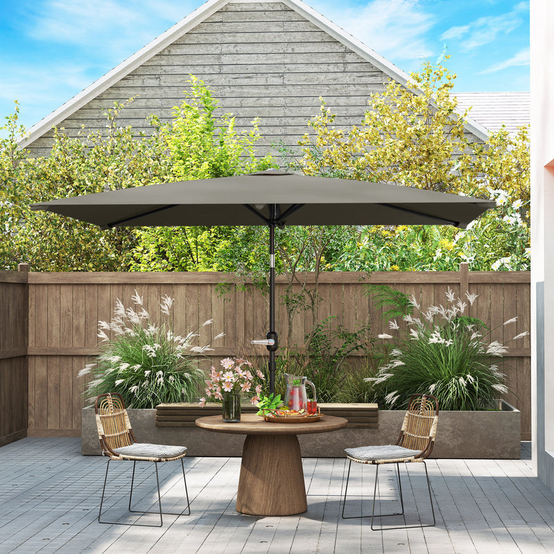 Light Grey 3x2m Rectangular Garden Parasol with Aluminium Tilt and Crank by Outsunny