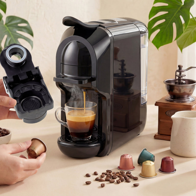 Coffee Machine for Quick Espresso and Capsule Brewing with Easy Controls Black AOSOM