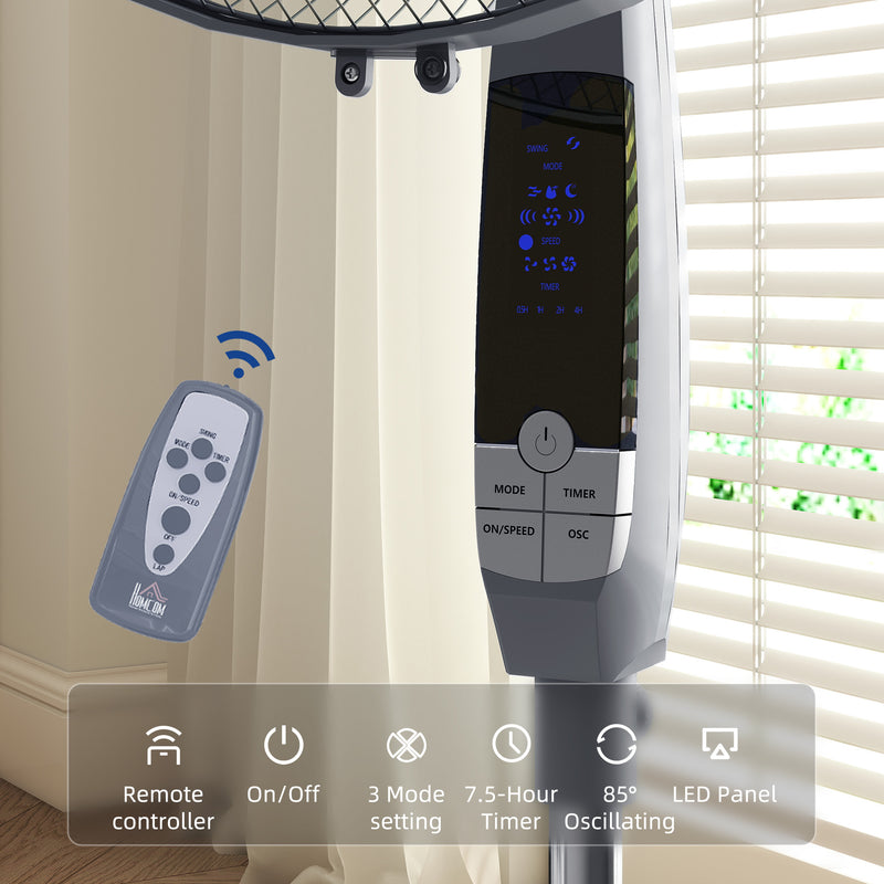 Pedestal Fan with Remote Control and Adjustable Height for Home or Office Grey AOSOM
