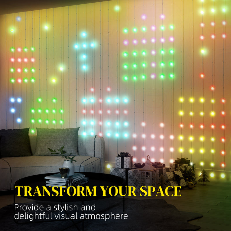 LED Curtain Fairy Lights 3x3m with Remote App Control 400 RGBIC Colour Changing by HOMCOM