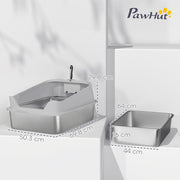 XXL Stainless Steel Cat Litter Box with High Sides and Scoop for Easy Cleaning, Silver