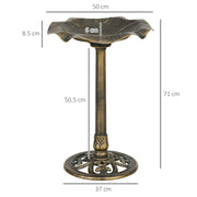 71cm Vintage Bronze Bird Bath with Lotus Leaf Basin for Garden by Outsunny