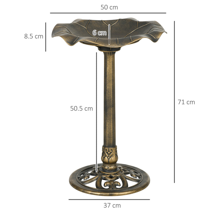 71cm Vintage Bronze Bird Bath with Lotus Leaf Basin for Garden by Outsunny