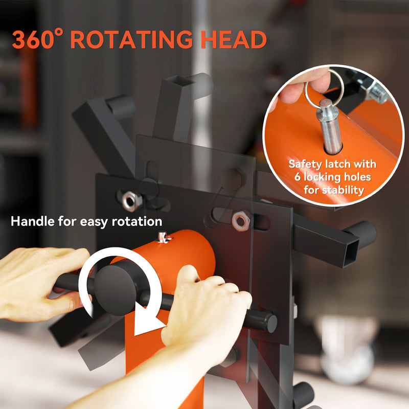 Engine Stand with 360° Rotating Head for Safe Home Garage Repairs Orange Black AOSOM