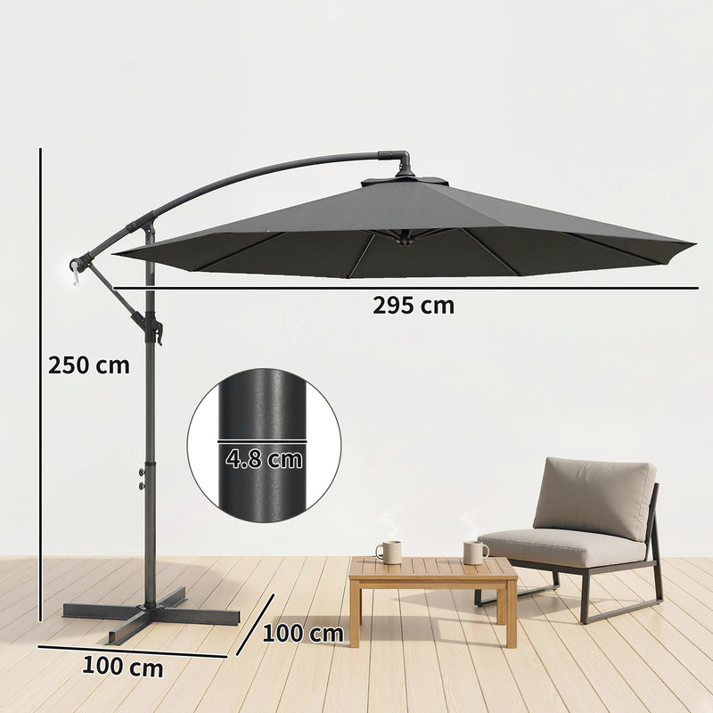 Grey Cantilever Umbrella for Unobstructed Shade Over Outdoor Dining and Seating Areas