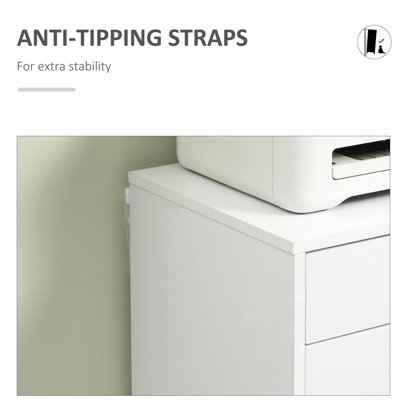 Mobile 7 Drawer Office Filing Cabinet With Smooth Rolling Wheels For Storage, White