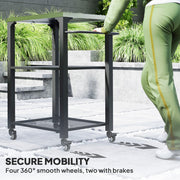 Three-Shelf Outdoor Grill Cart with Stainless Steel Top and Wheels for Kitchen and Garden by Outsunny