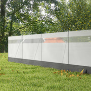 Camping Windbreak with Clear Windows and Steel Poles for Beach and Caravan Use Grey AOSOM